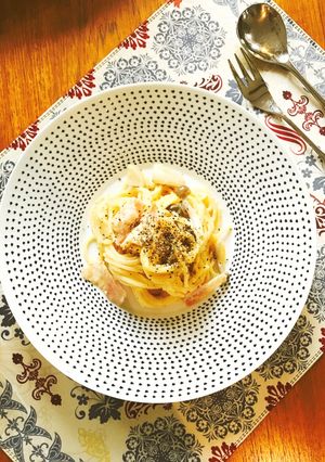 ホットプレートで時短カルボナーラ♪-レシピのメイン写真