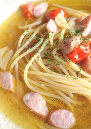 スライスチーズ活躍！朝スープパスタ♪-レシピのメイン写真
