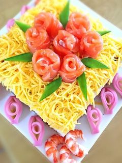 薔薇のちらし寿司、ちらし寿司ケーキ-レシピのメイン写真