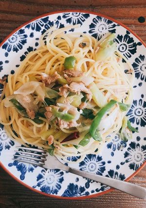 簡単★ツナとネギとピーマンの和風パスタ-レシピのメイン写真