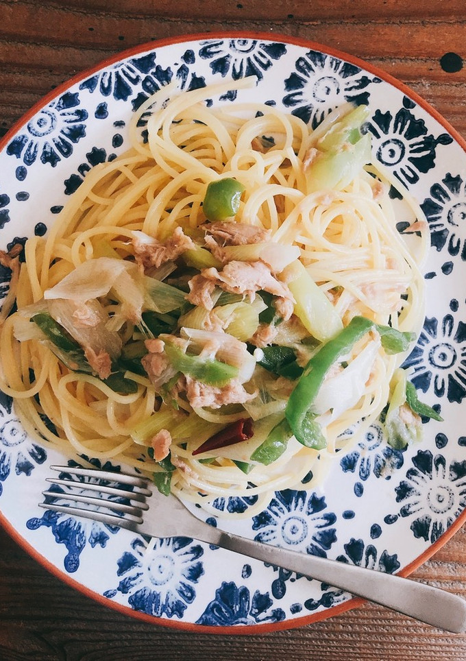 簡単★ツナとネギとピーマンの和風パスタ-レシピのメイン写真