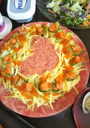 ひな祭りケーキちらし寿司！桃の花アレンジ-レシピのメイン写真