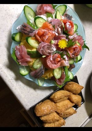ちらしケーキと おいなりさん-レシピのメイン写真