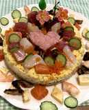 ひな祭りの海鮮バラちらし寿司ケーキ