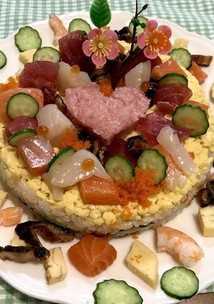 ひな祭りの海鮮バラちらし寿司ケーキ-レシピのメイン写真