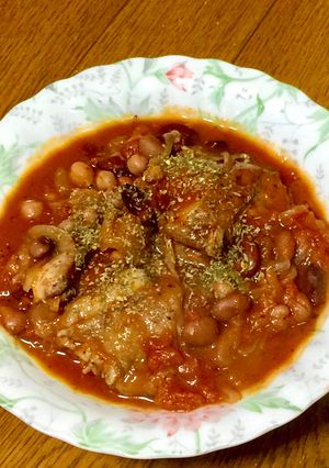鳥もも肉とミックスビーンズのトマト煮-レシピのメイン写真
