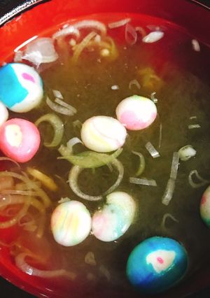 あごだし②手まり麩とミョウガのお吸い物-レシピのメイン写真