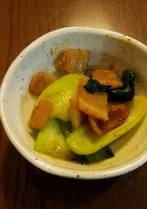 青梗菜とベーコンのカレー炒め-レシピのメイン写真