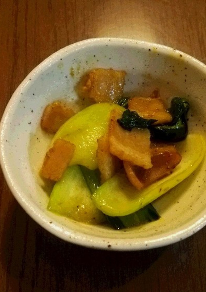 青梗菜とベーコンのカレー炒め-レシピのメイン写真
