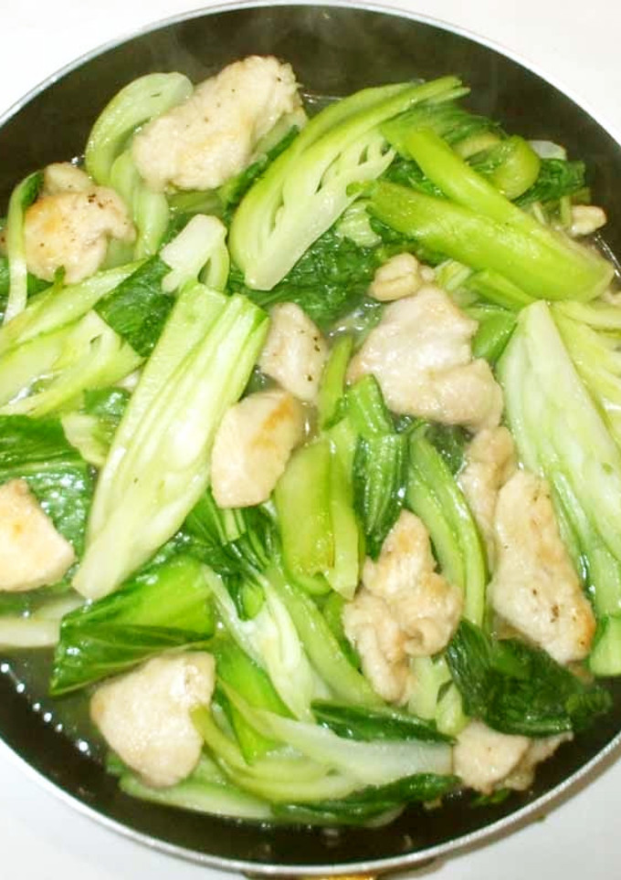 鶏肉と青梗菜の中華炒め♪簡単材料2つ-レシピのメイン写真