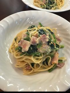 ほうれん草とベーコンのカルボナーラ-レシピのメイン写真