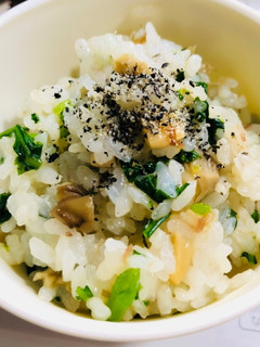 春菊と舞茸の混ぜご飯(おひたしリメイク)-レシピのメイン写真