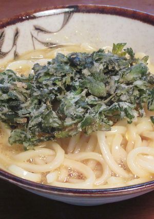 サクッ旨っ！釜玉うどん　春菊の天ぷら-レシピのメイン写真