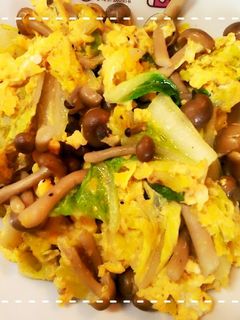 鶏がらの素で簡単!白菜としめじの卵炒め-レシピのメイン写真