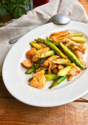 鶏むね肉とアスパラのオイスター炒め-レシピのメイン写真