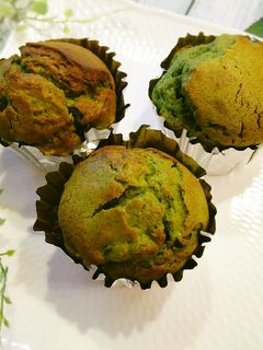 ふんわり♡濃厚抹茶と小豆の贅沢マフィン-レシピのメイン写真