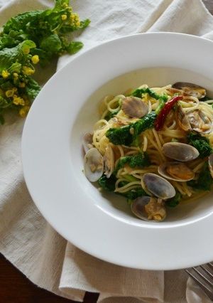 ＊菜花とあさりのペペロンチーノ＊-レシピのメイン写真