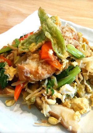 ふきのとうと菜の花の油麩入りチャンプル-レシピのメイン写真