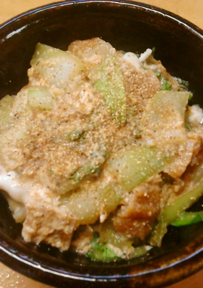 簡単昼食　チンゲン菜と油揚げの卵とじ丼-レシピのメイン写真