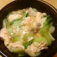 昼食に チンゲン菜とかにかまの天津飯風丼