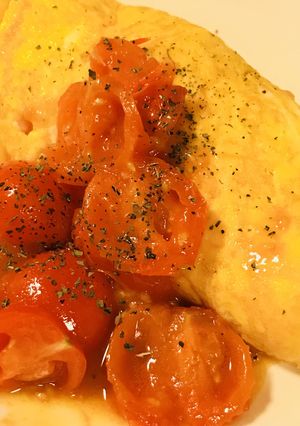 プチトマトソース☆リコッタチーズオムレツ-レシピのメイン写真