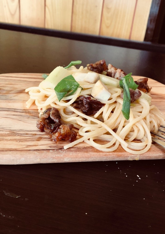 牛肉とセロリとエリンギの中華風パスタ♪-レシピのメイン写真