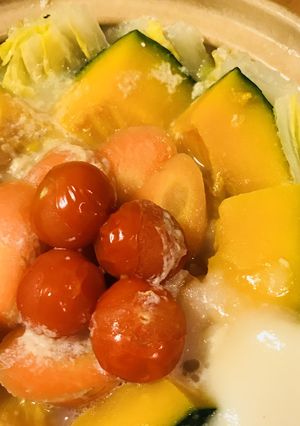 βカロチン鍋☆カボチャ＆ニンジンの野菜鍋-レシピのメイン写真