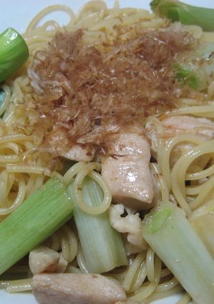 鶏肉と白ねぎの和風パスタ-レシピのメイン写真
