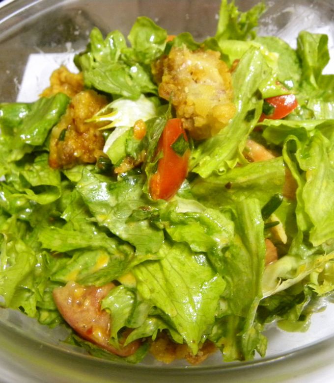 唐揚げサラダ☆ガーリック中華 by 蜜柑の庭 【クックパッド】 簡単