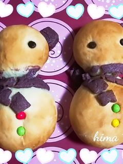 レンジ発酵で簡単☆「雪だるまパン」-レシピのメイン写真