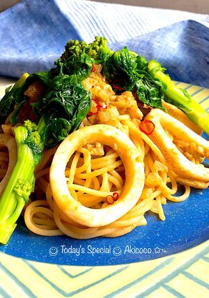 まったり美味しい*菜花とイカ肝のパスタ-レシピのメイン写真