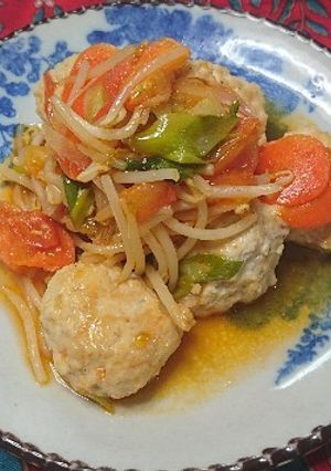 あたた生だししょうゆで鶏団子のトマト炒め-レシピのメイン写真