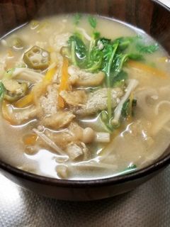 オクラと豆苗のお味噌汁-レシピのメイン写真