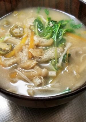 オクラと豆苗のお味噌汁-レシピのメイン写真