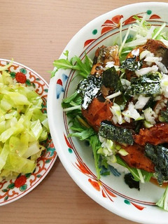さんまの蒲焼き丼&湯通しキャベツ-レシピのメイン写真