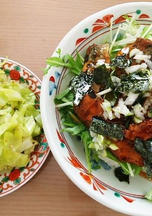 さんまの蒲焼き丼&湯通しキャベツ-レシピのメイン写真