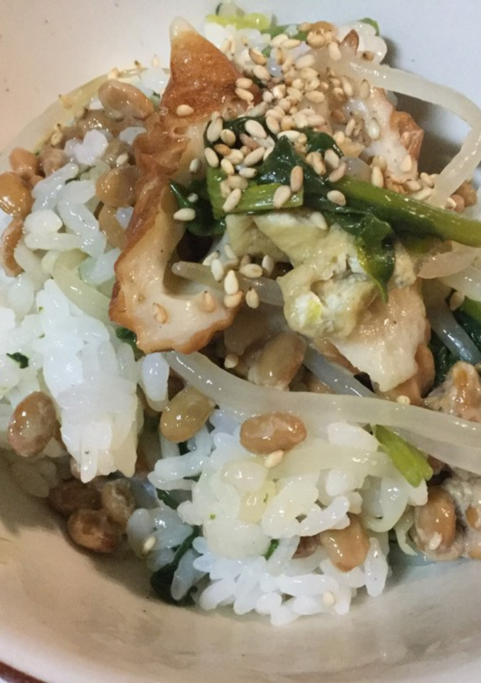 納豆とほうれん草のゴマ風味まぜご飯-レシピのメイン写真