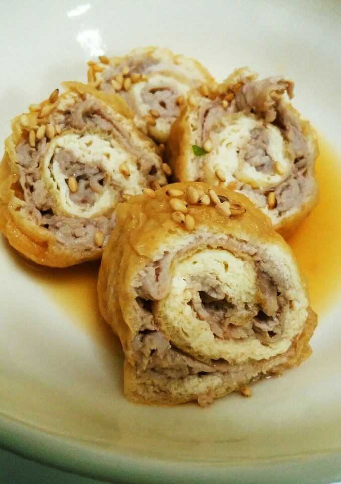 安くて早くて簡単！豚こまの油揚げロール煮-レシピのメイン写真
