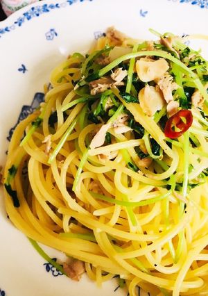 ∞豆苗とツナの簡単ペペロンチーノ∞-レシピのメイン写真