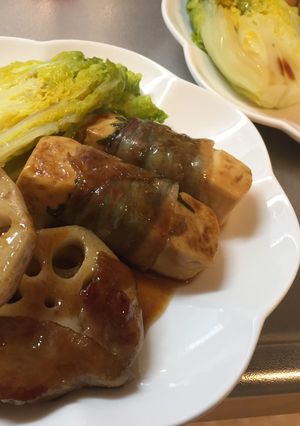 レンコンと豆腐の豚バラ巻き★甘酢あん-レシピのメイン写真