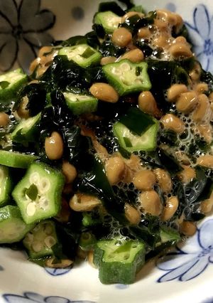 ご飯のお供に！オクラ納豆ワカメの和え物-レシピのメイン写真