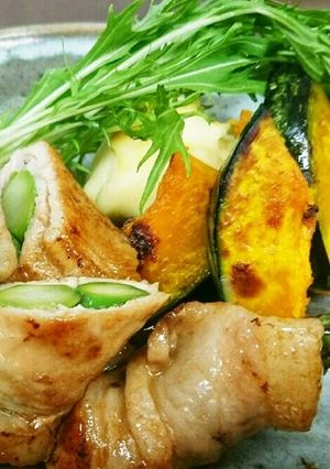 自家製ステーキソースで豚肉でアスパラ巻き-レシピのメイン写真