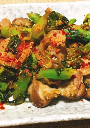砂肝と菜の花のぽん酢炒め-レシピのメイン写真