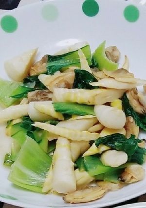 チンゲン菜と細タケノコの塩炒め-レシピのメイン写真