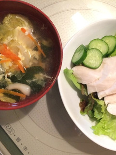 鶏むね肉で蒸し鶏とスープ-レシピのメイン写真