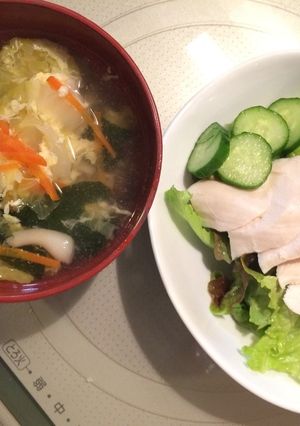 鶏むね肉で蒸し鶏とスープ-レシピのメイン写真