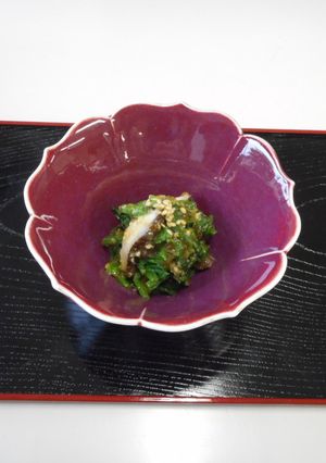 ちぢみ法蓮草の胡麻ジュレ和え-レシピのメイン写真