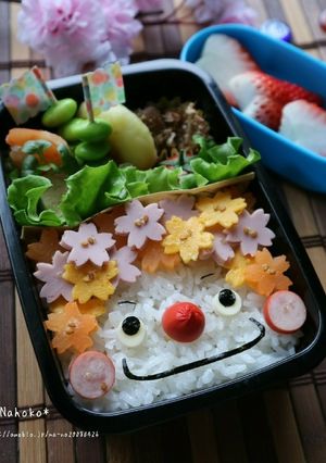 桜deお花アフロちゃん☆可愛い春キャラ弁-レシピのメイン写真
