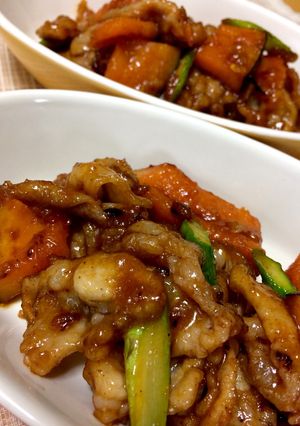 南瓜と豚こま肉のコチュジャン炒め♪-レシピのメイン写真