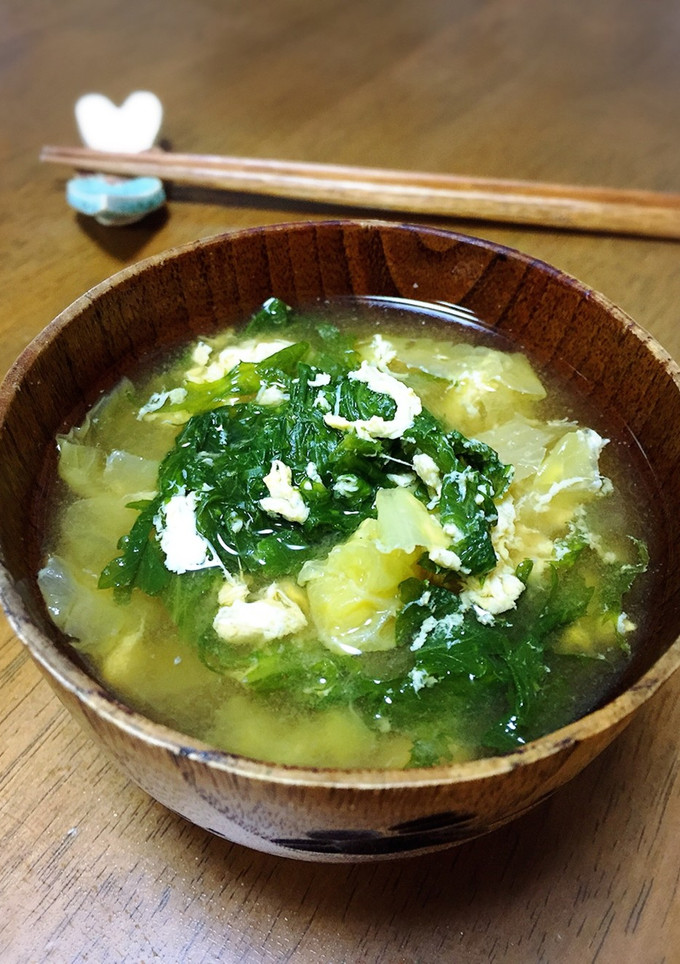 わさび菜と卵のお味噌汁-レシピのメイン写真